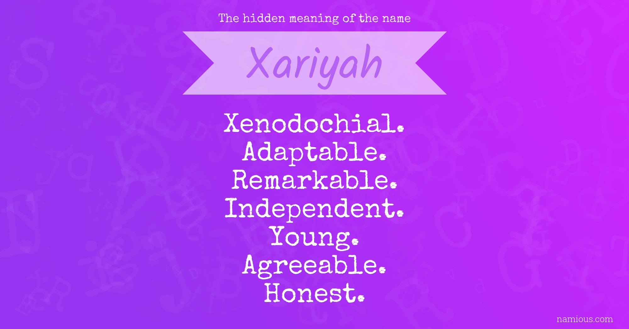 The hidden meaning of the name Xariyah