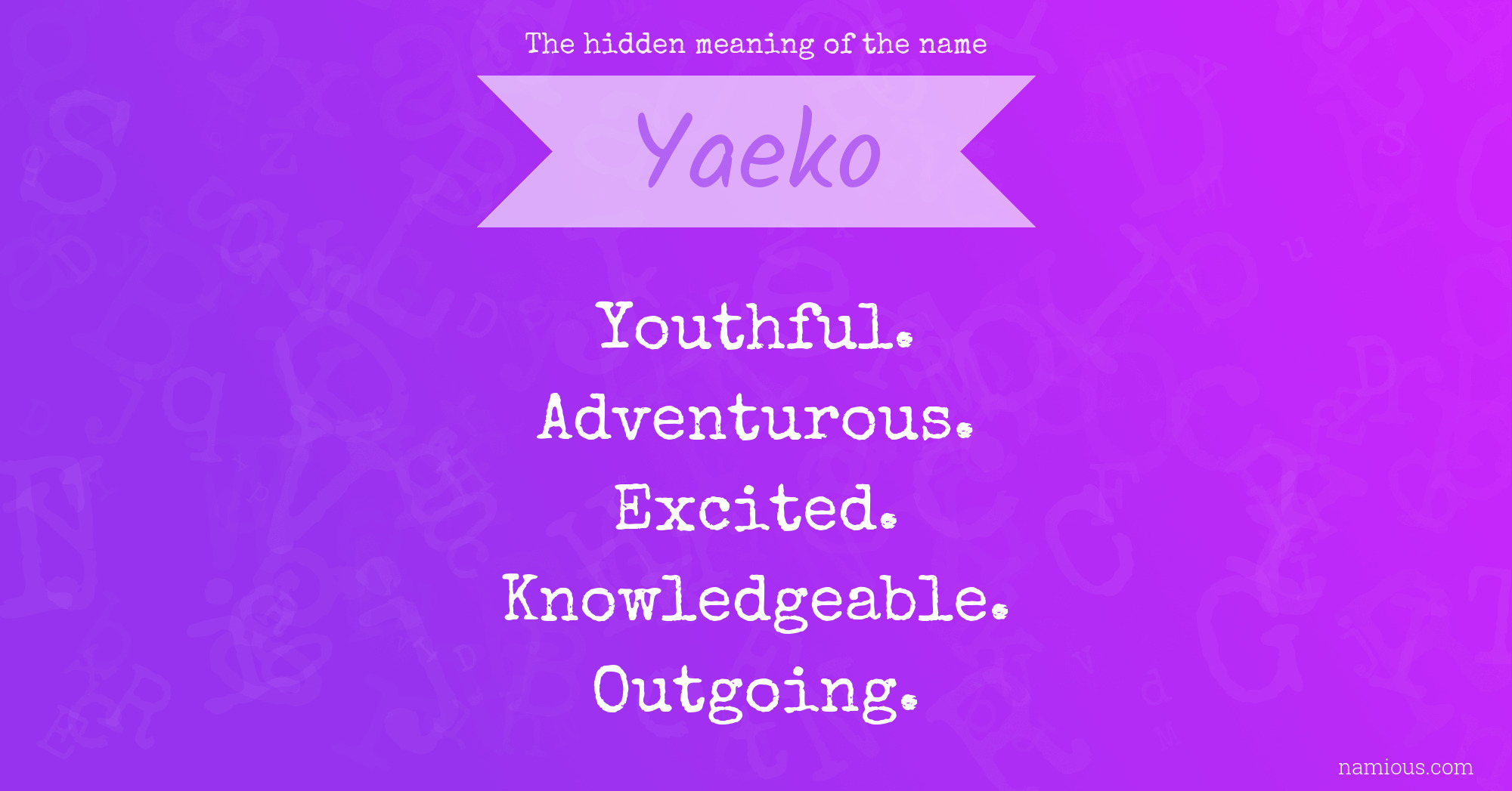 The hidden meaning of the name Yaeko