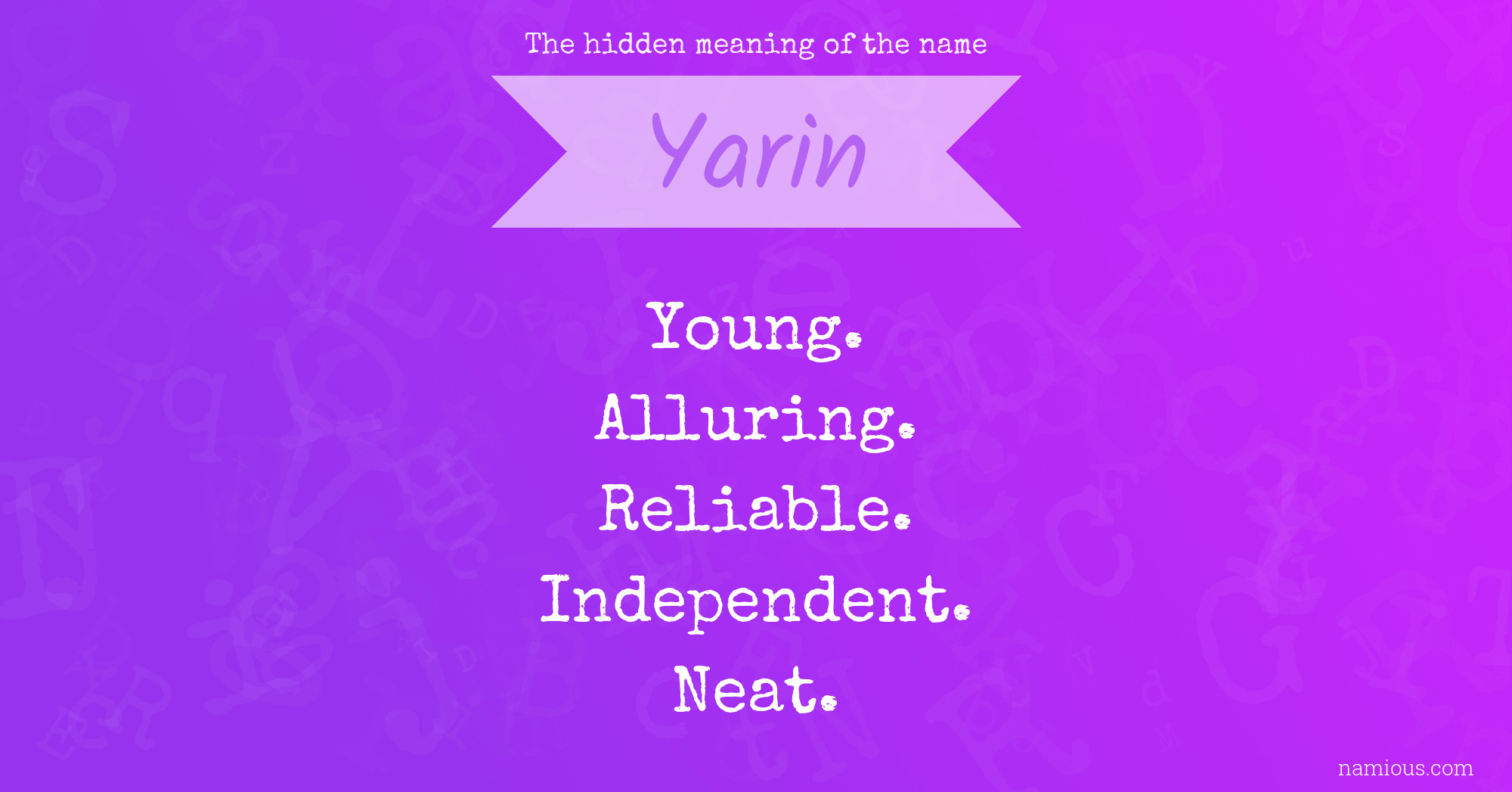 The hidden meaning of the name Yarin