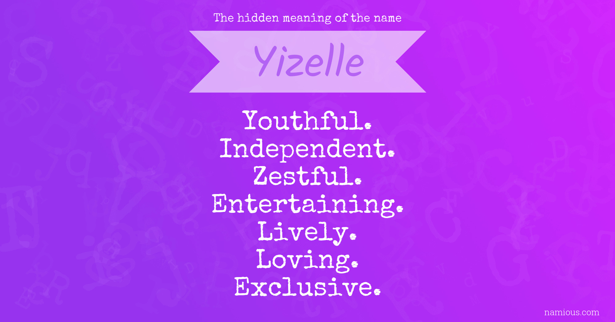 The hidden meaning of the name Yizelle