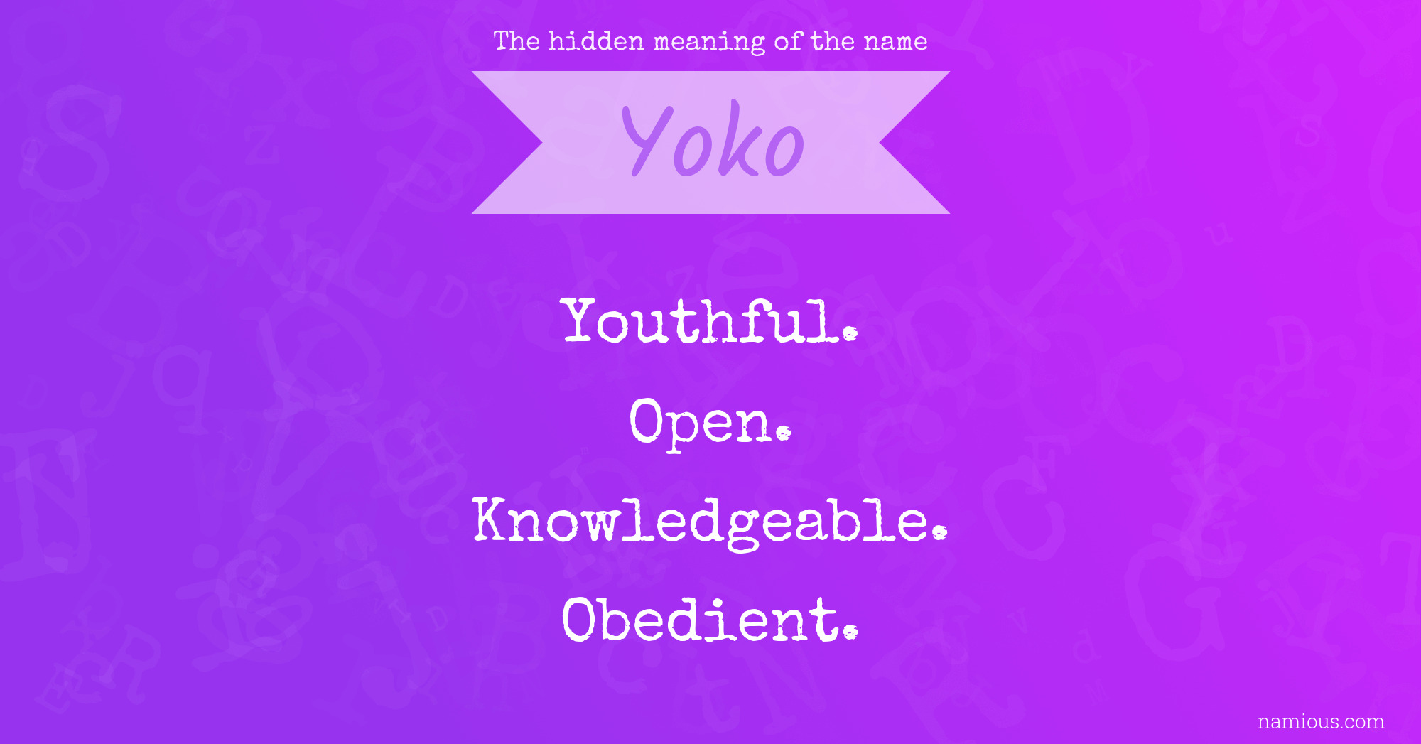 The hidden meaning of the name Yoko