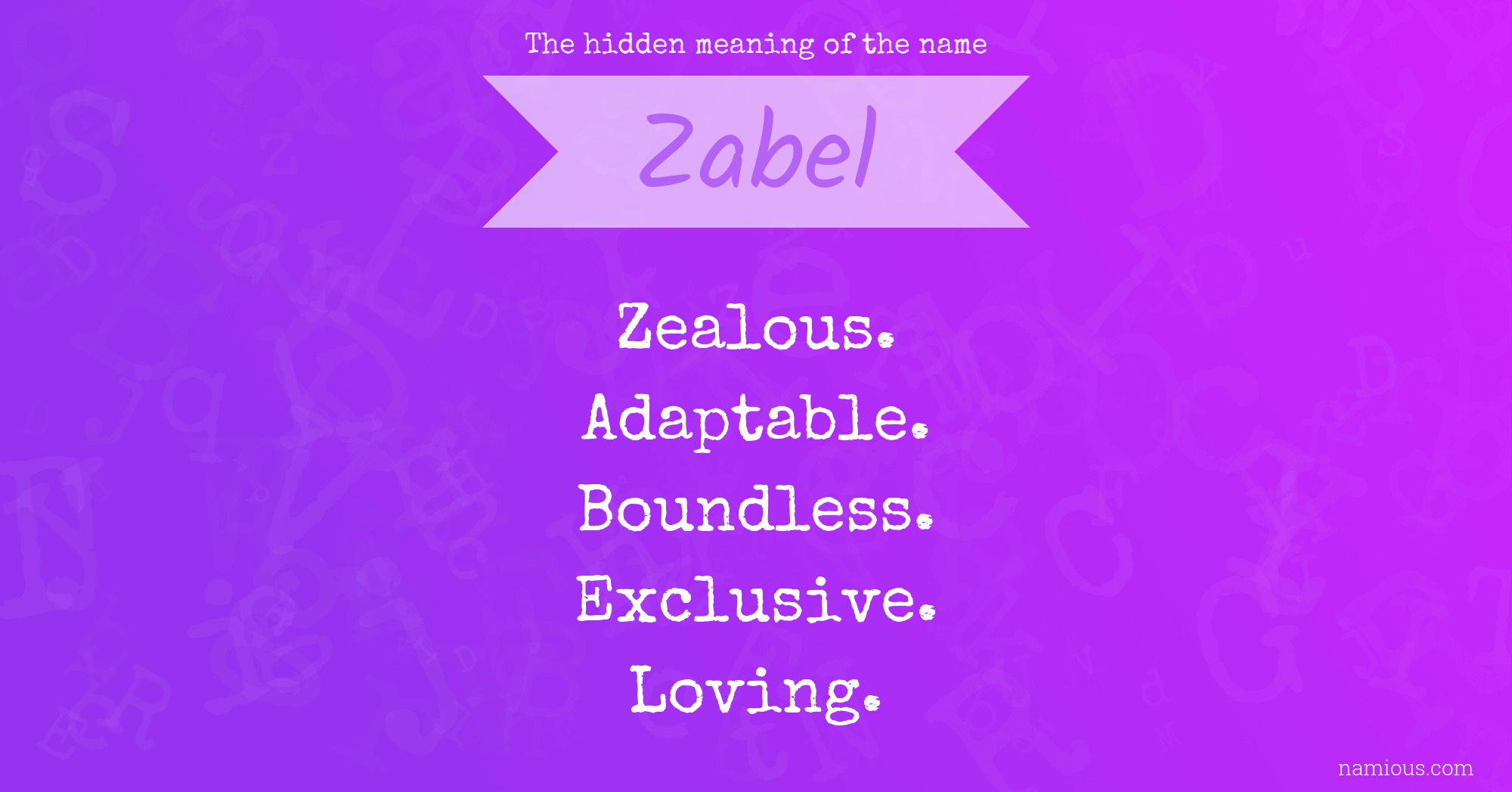 The hidden meaning of the name Zabel