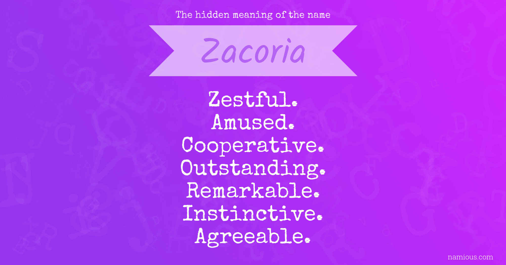 The hidden meaning of the name Zacoria