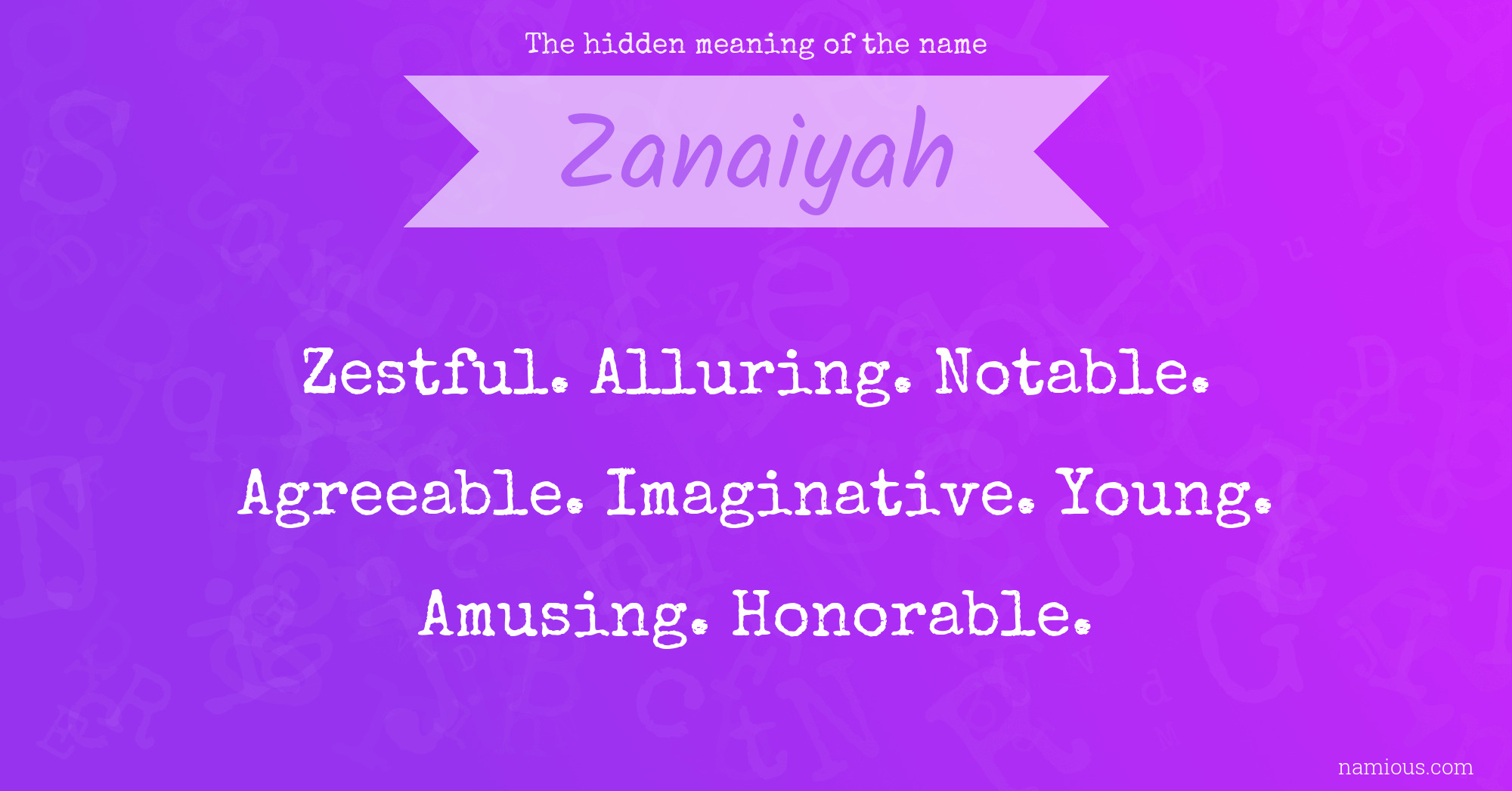 The hidden meaning of the name Zanaiyah