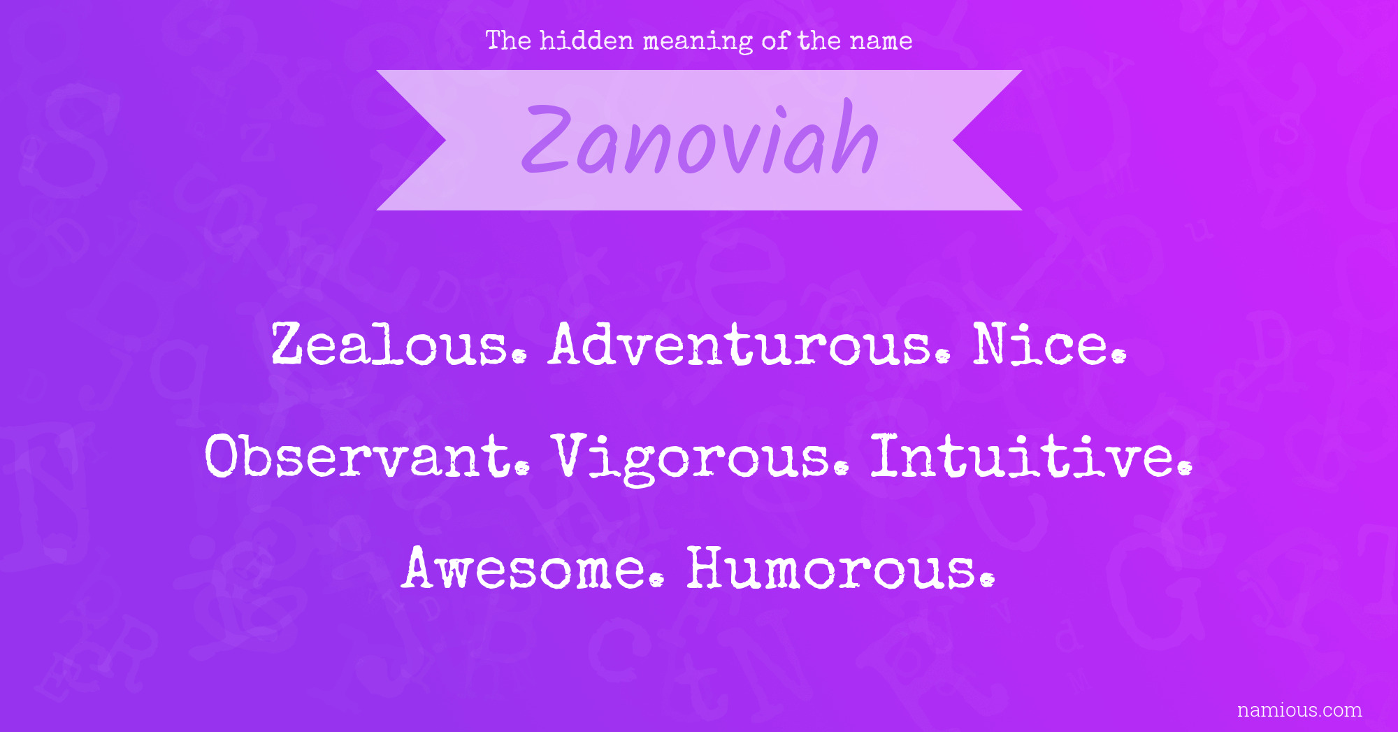 The hidden meaning of the name Zanoviah