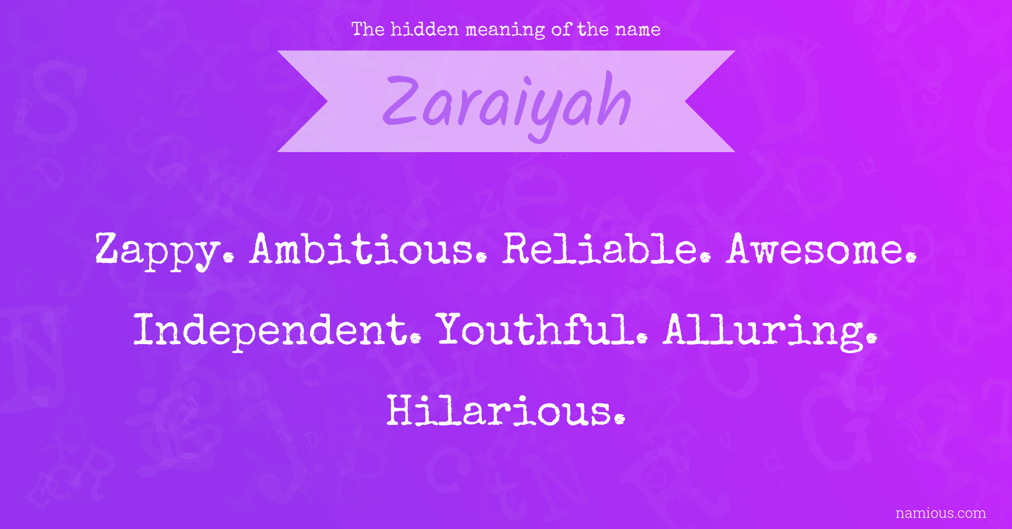 The hidden meaning of the name Zaraiyah