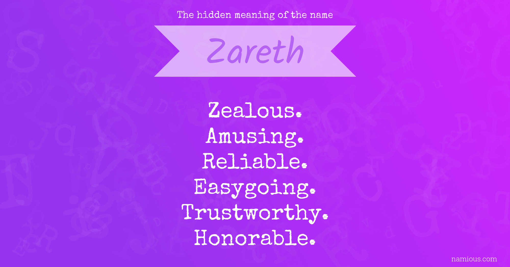 The hidden meaning of the name Zareth