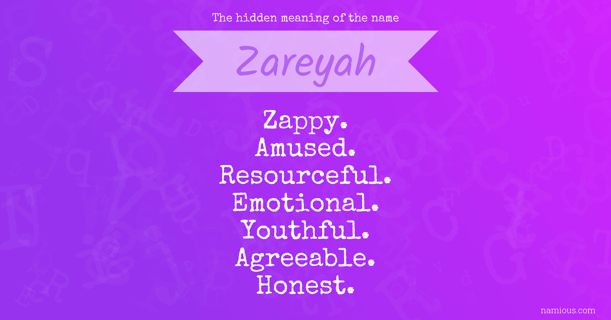 The hidden meaning of the name Zareyah