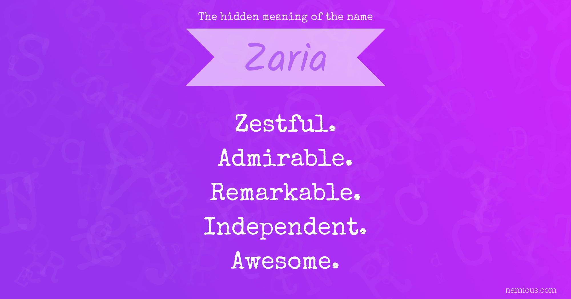 The hidden meaning of the name Zaria