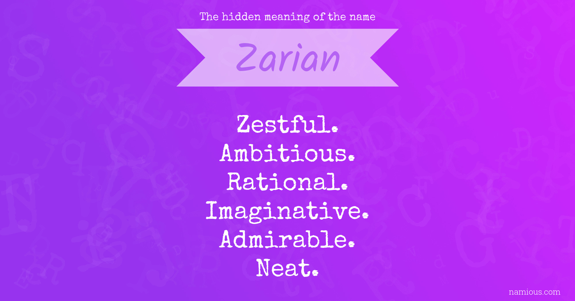 The hidden meaning of the name Zarian