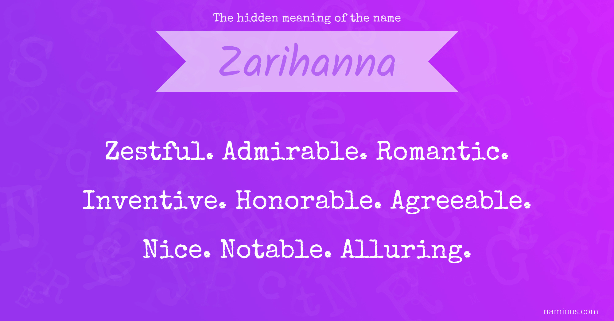 The hidden meaning of the name Zarihanna