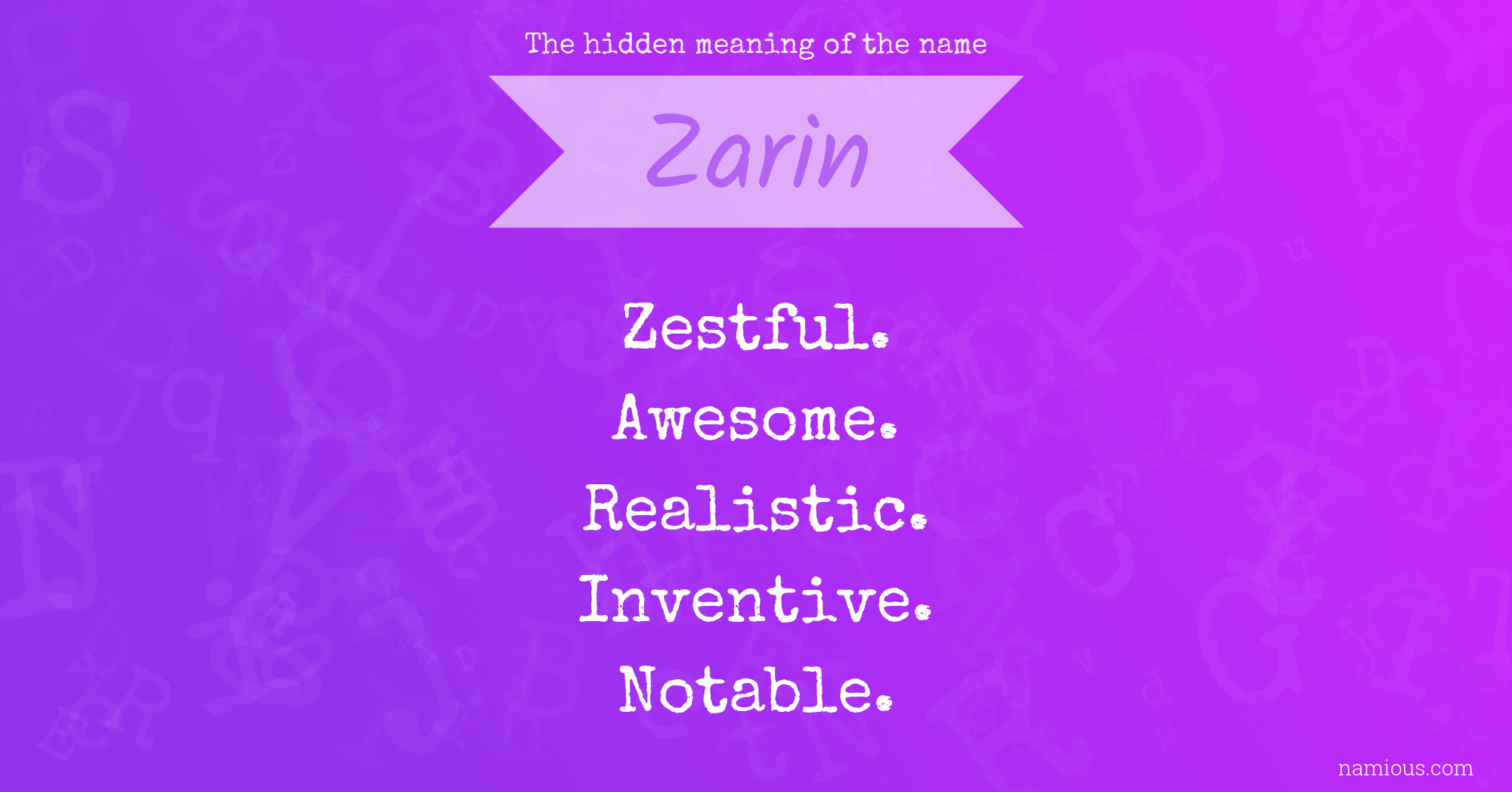 The hidden meaning of the name Zarin