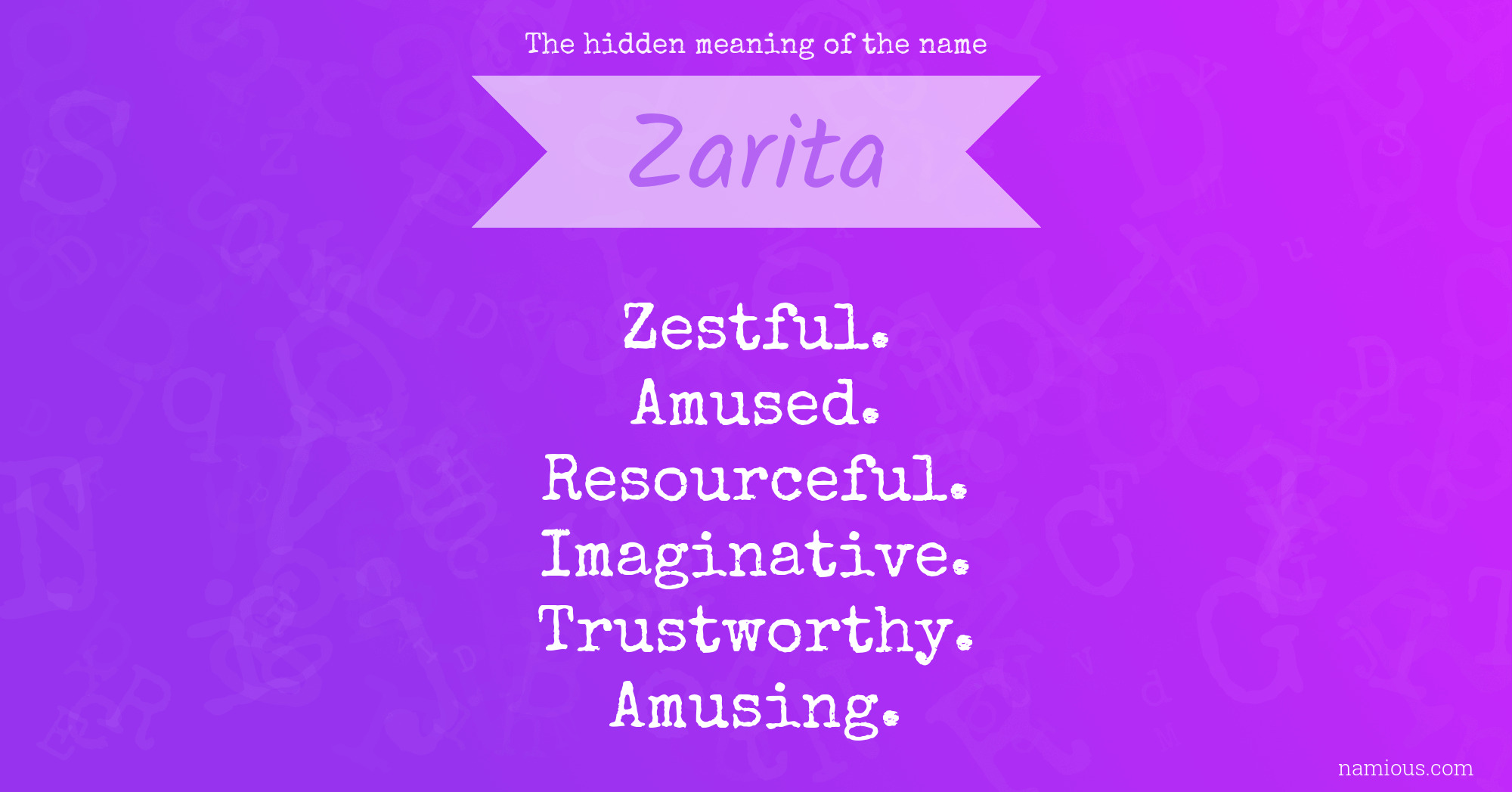 The hidden meaning of the name Zarita