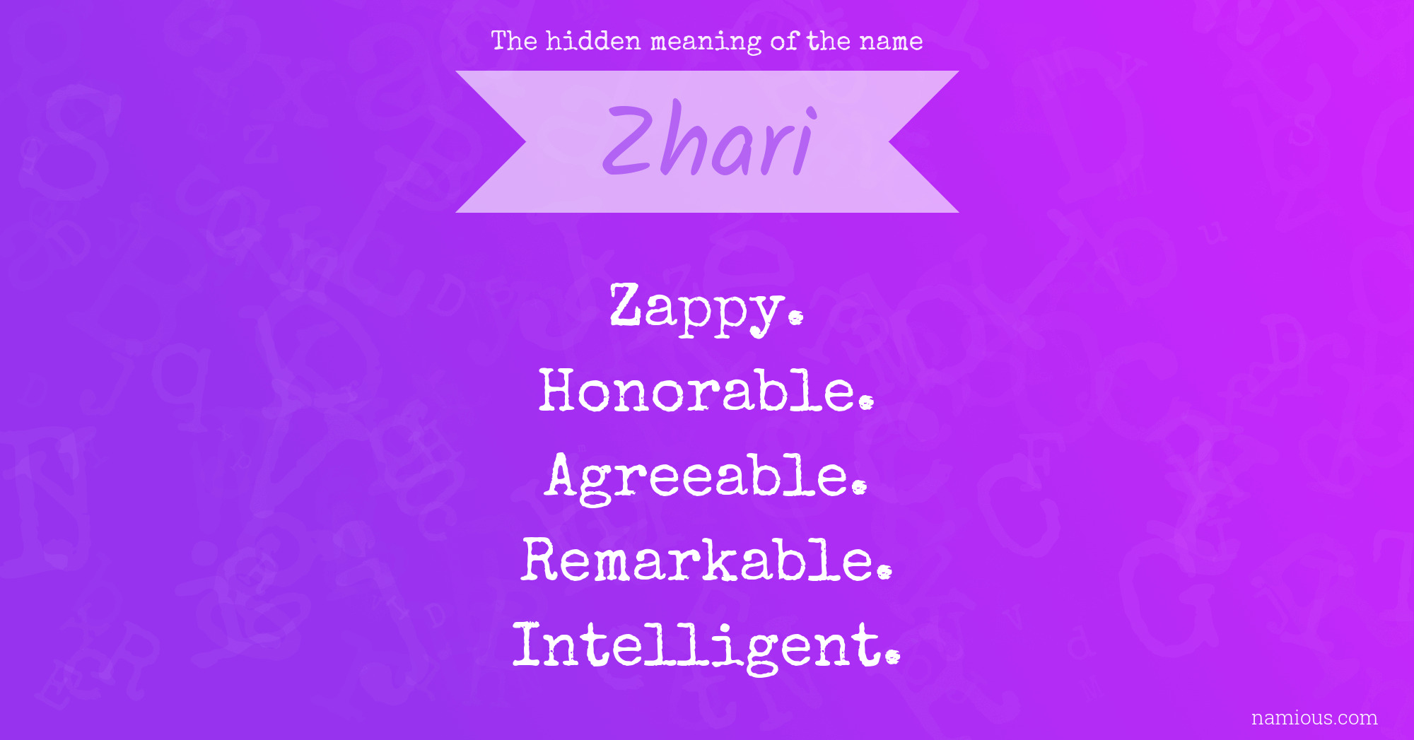 The hidden meaning of the name Zhari