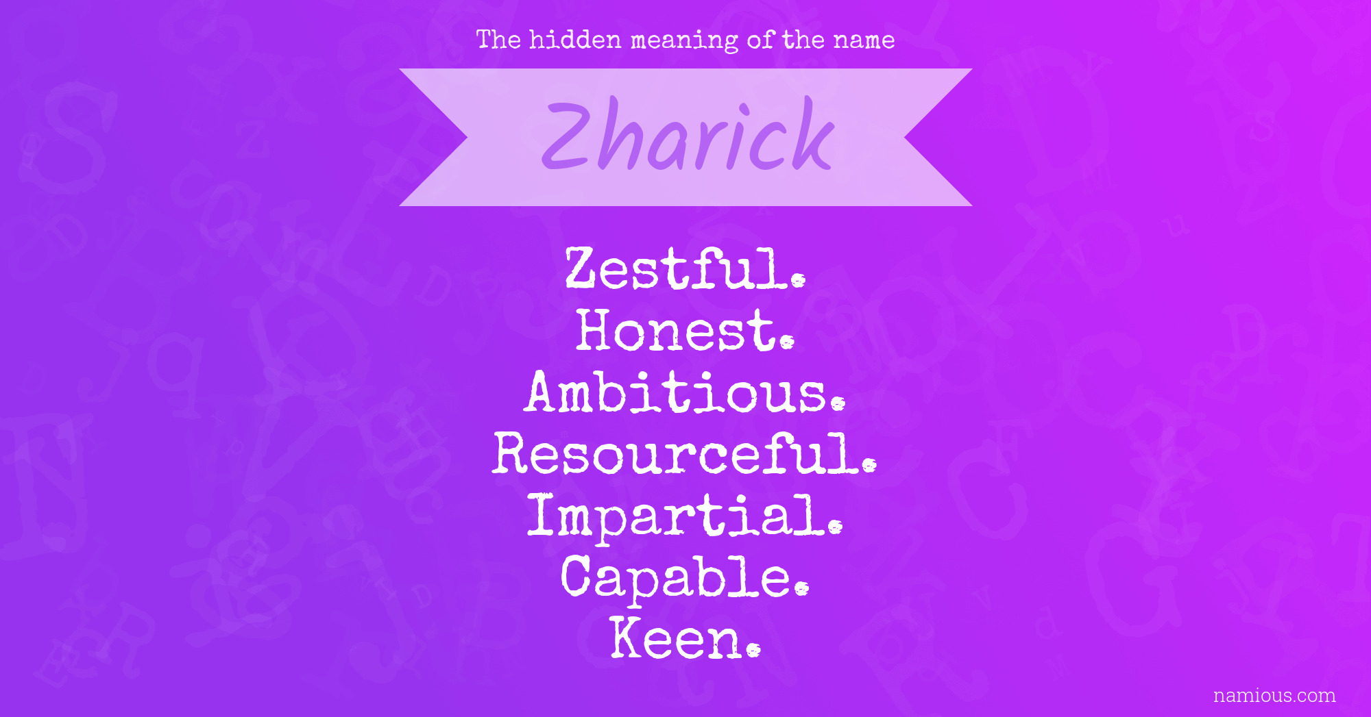 The hidden meaning of the name Zharick