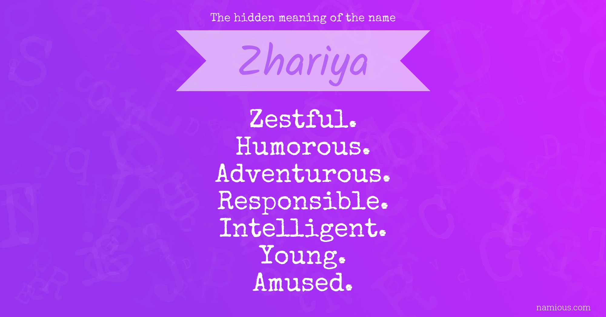 The hidden meaning of the name Zhariya