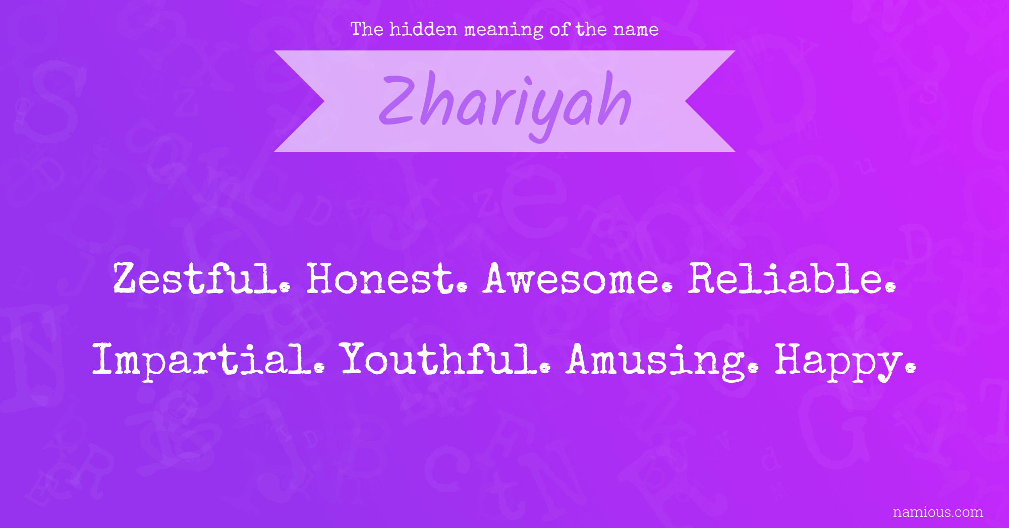 The hidden meaning of the name Zhariyah