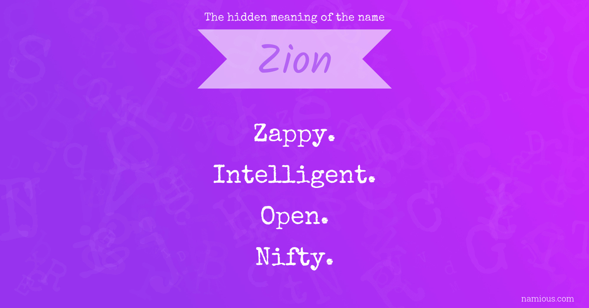 The hidden meaning of the name Zion