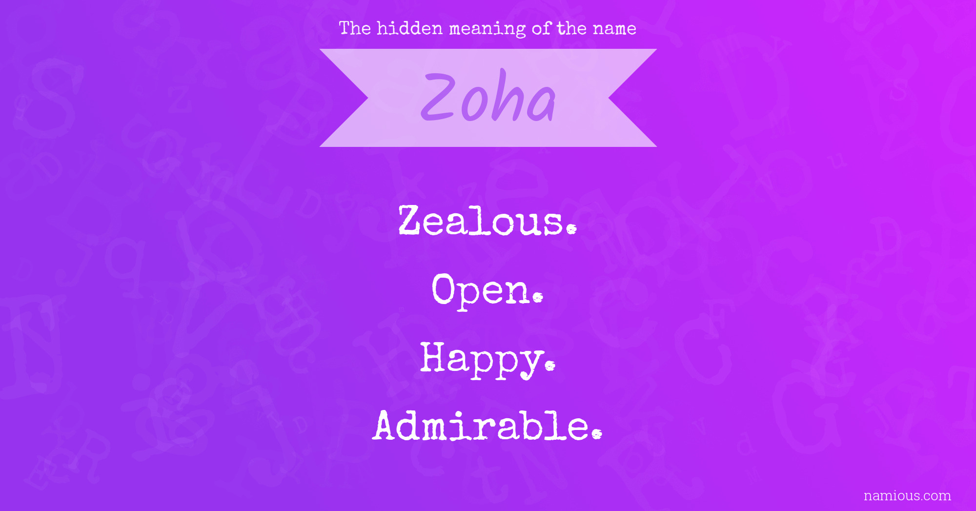 The hidden meaning of the name Zoha