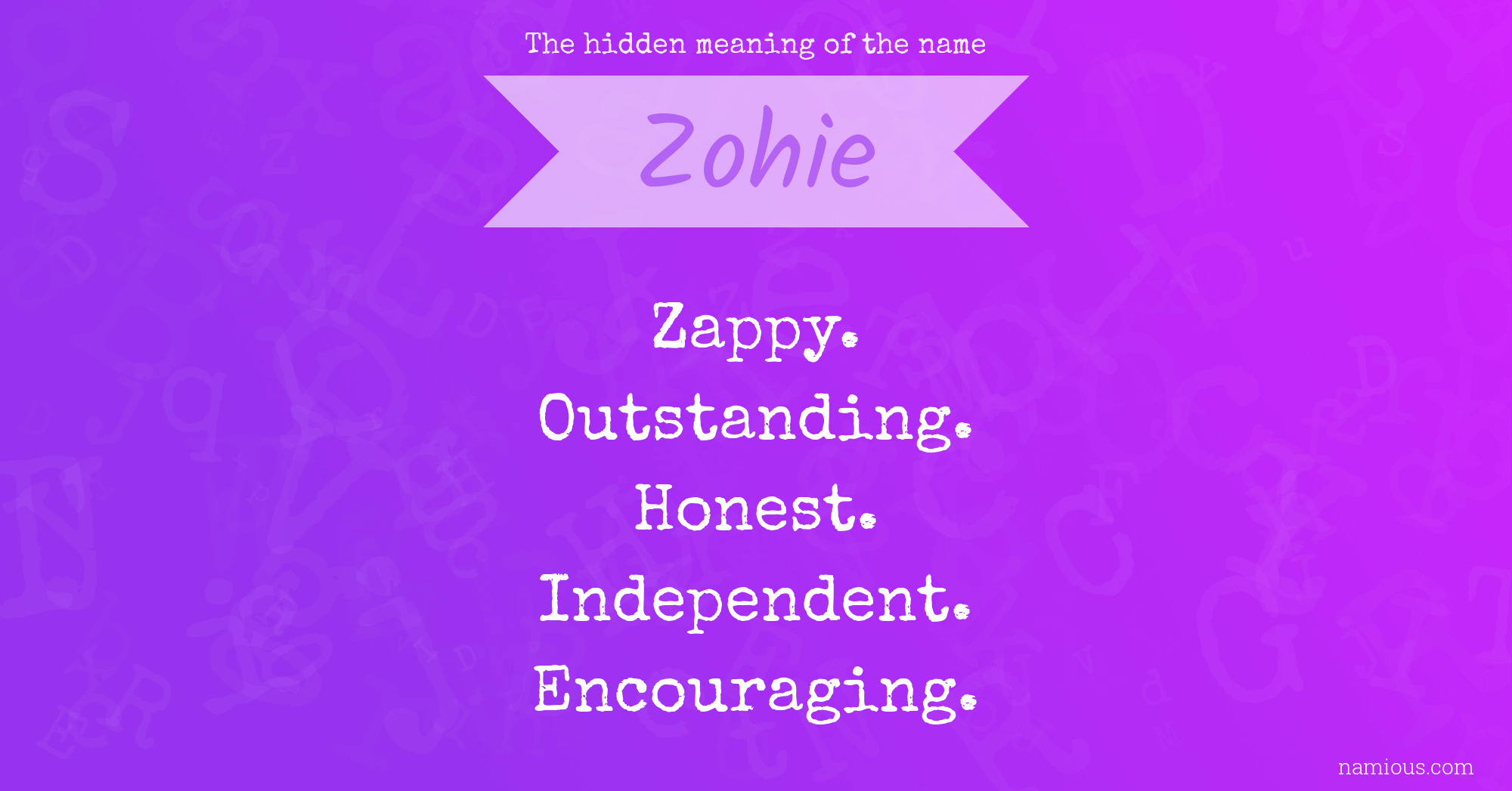 The hidden meaning of the name Zohie