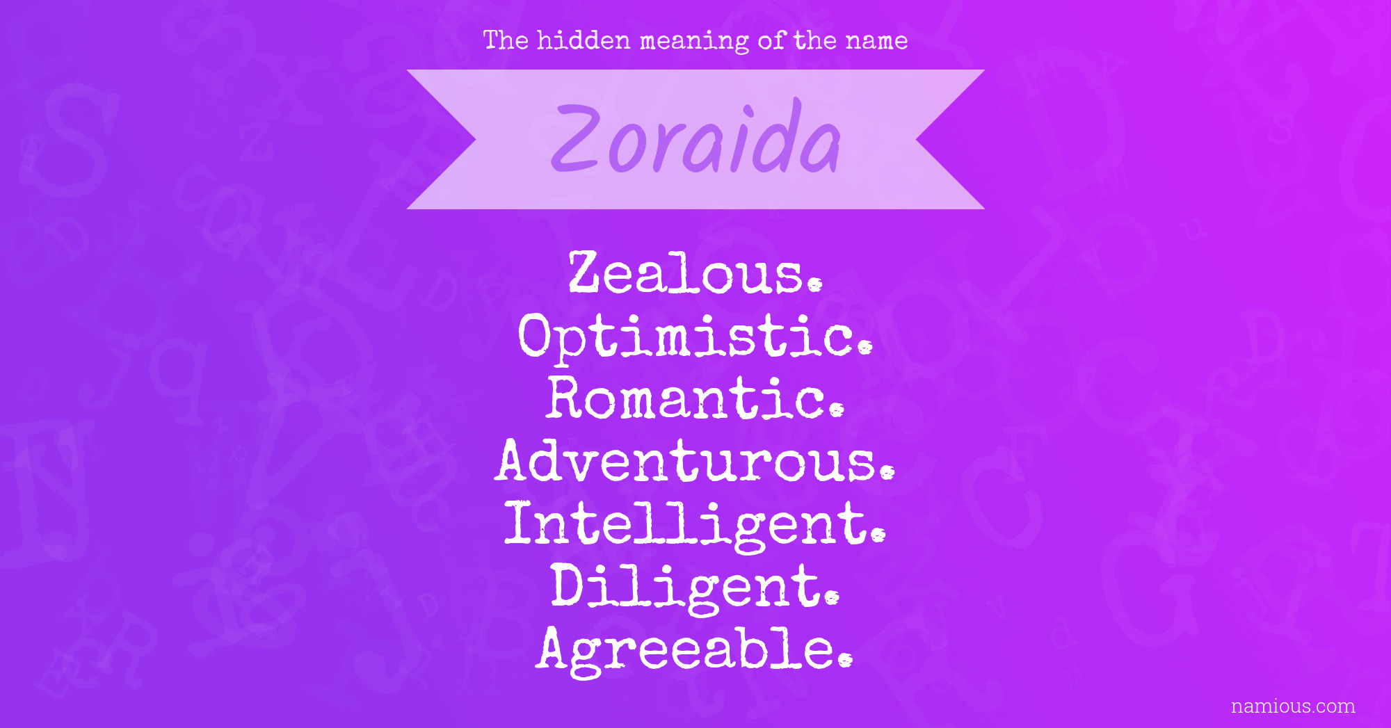 The hidden meaning of the name Zoraida