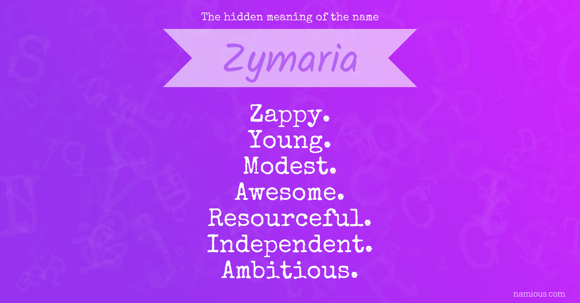 The hidden meaning of the name Zymaria