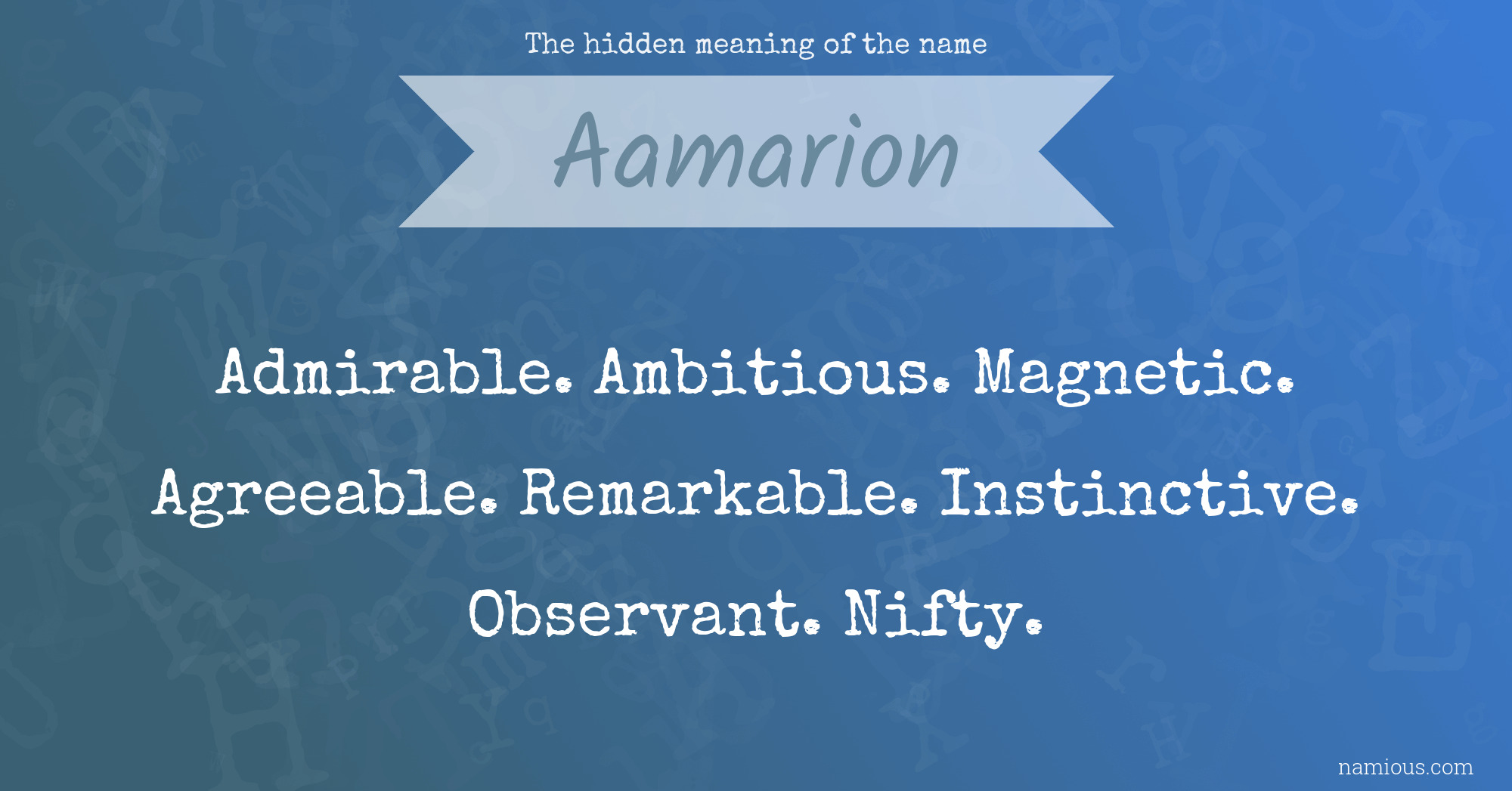 The hidden meaning of the name Aamarion