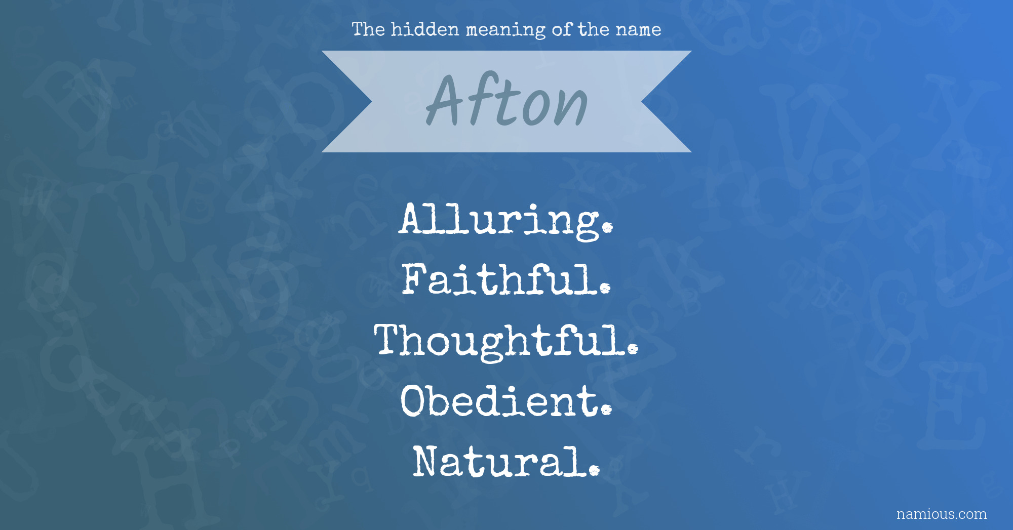 The hidden meaning of the name Afton