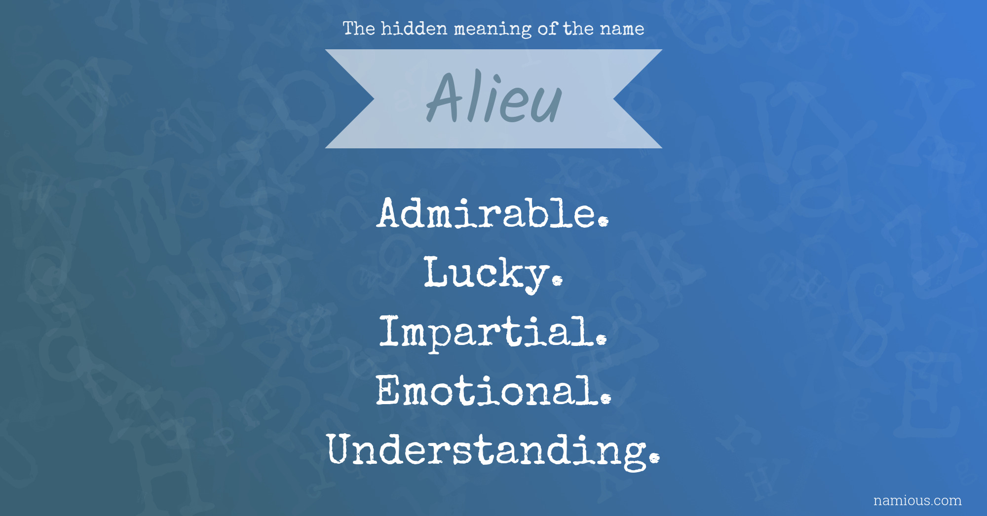 The hidden meaning of the name Alieu