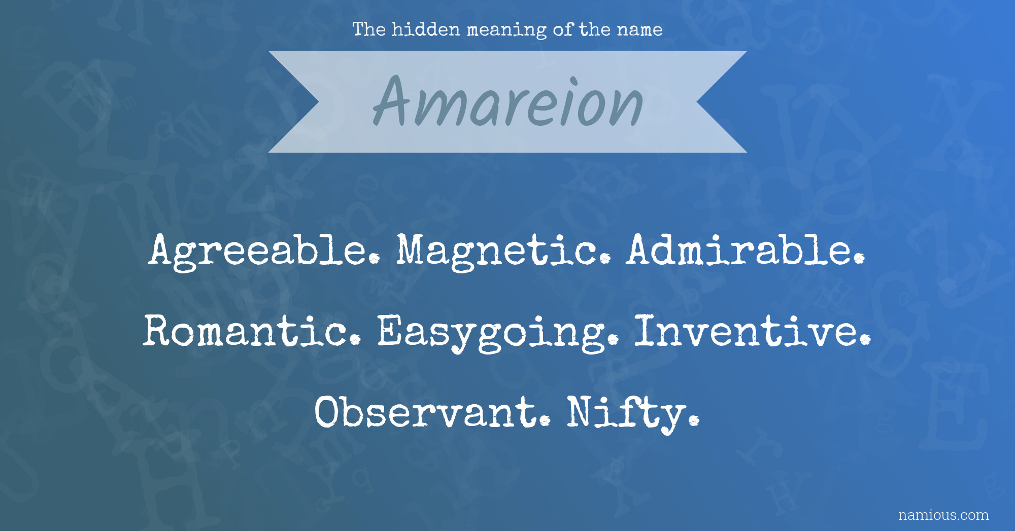 The hidden meaning of the name Amareion