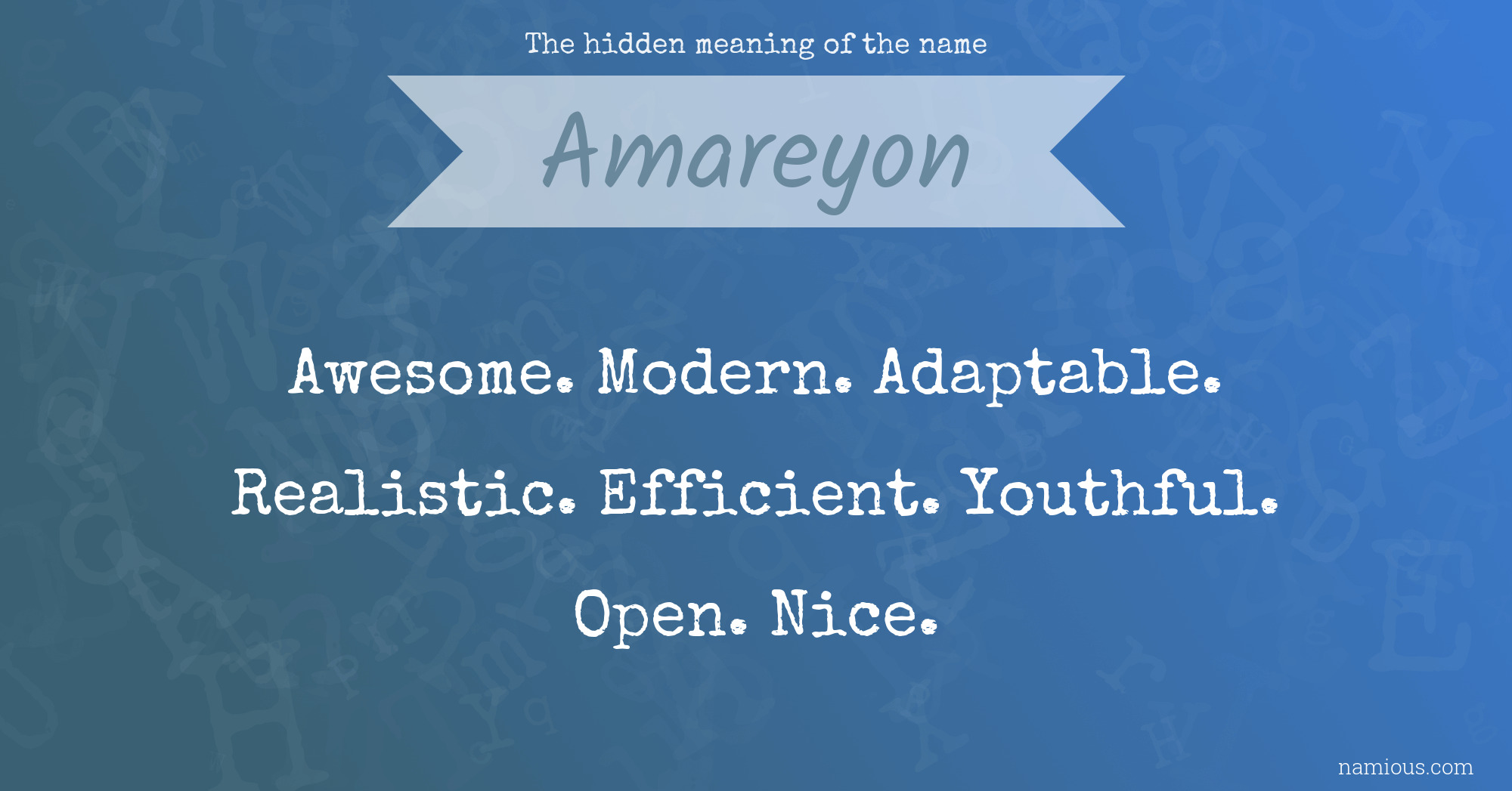 The hidden meaning of the name Amareyon