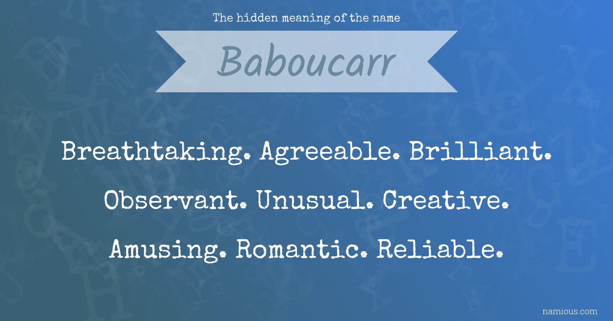 The hidden meaning of the name Baboucarr