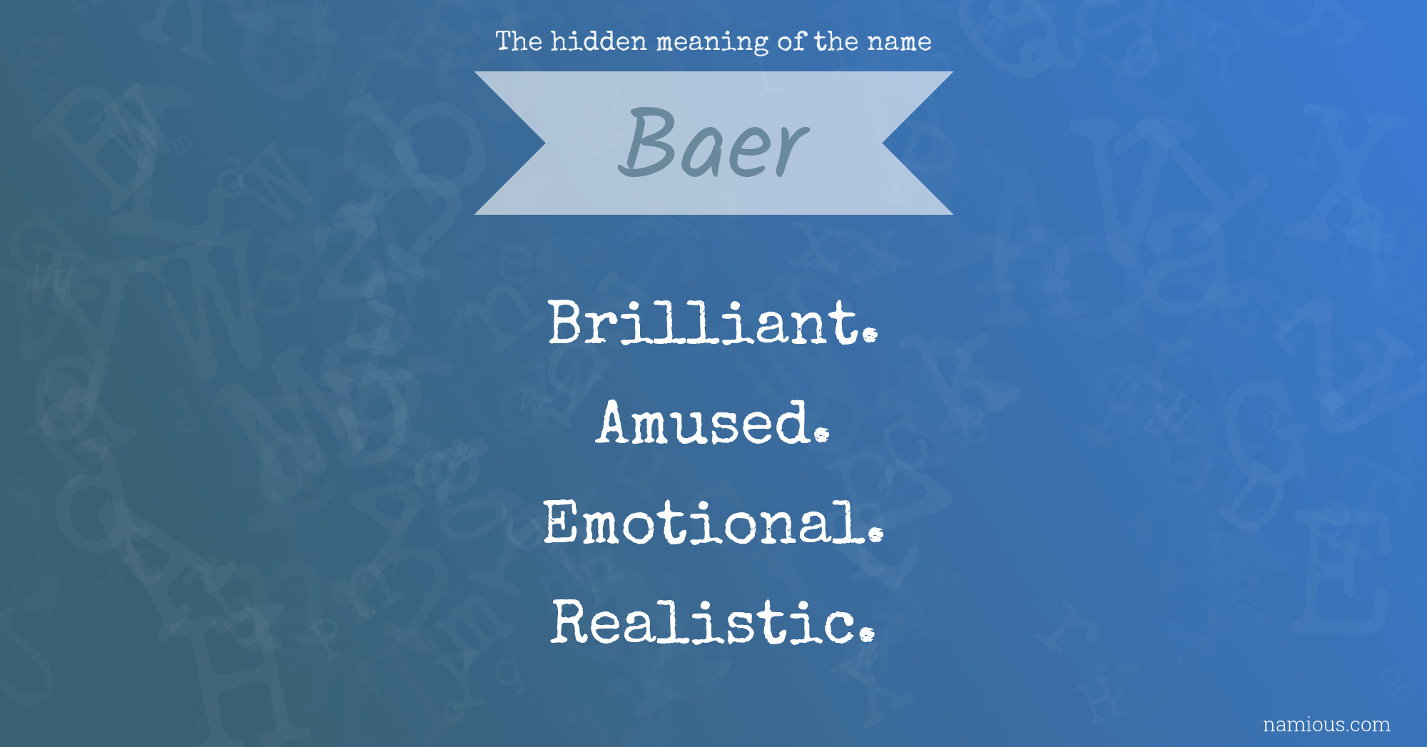 The hidden meaning of the name Baer