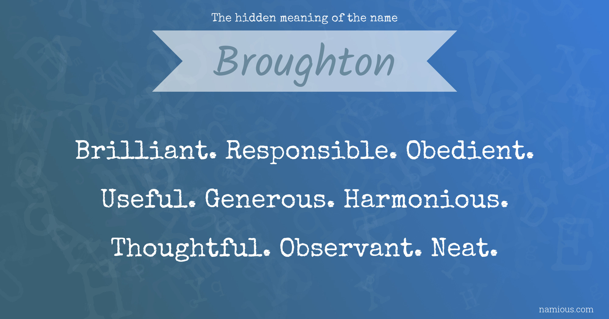 The hidden meaning of the name Broughton