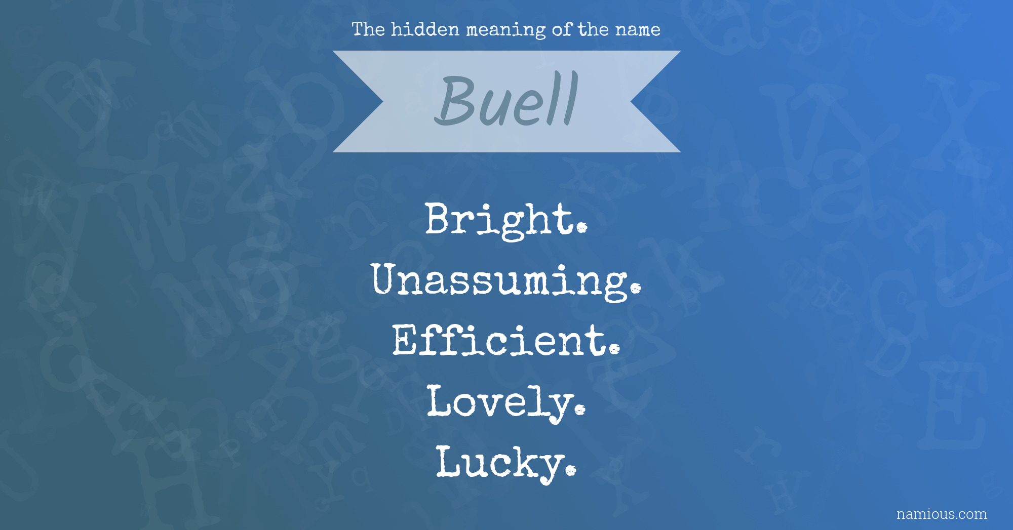 The hidden meaning of the name Buell