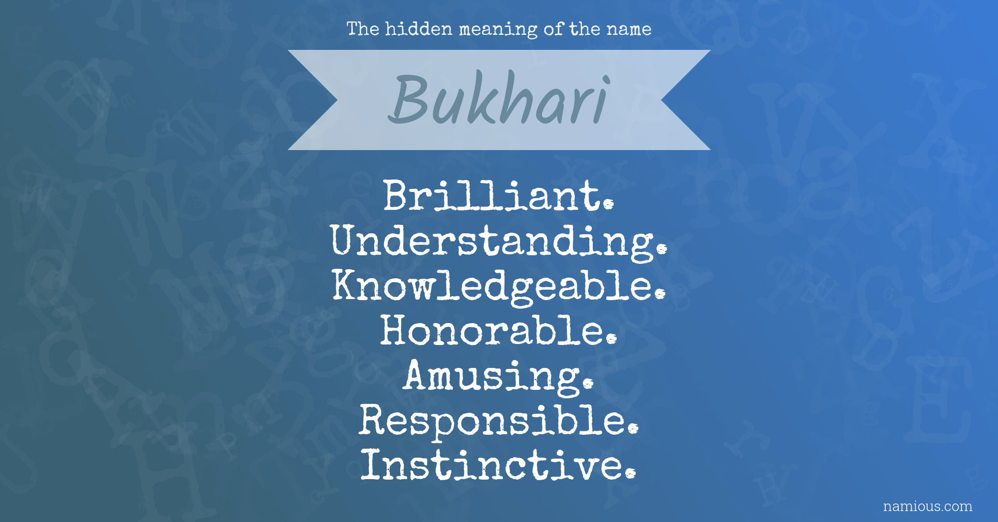 The hidden meaning of the name Bukhari