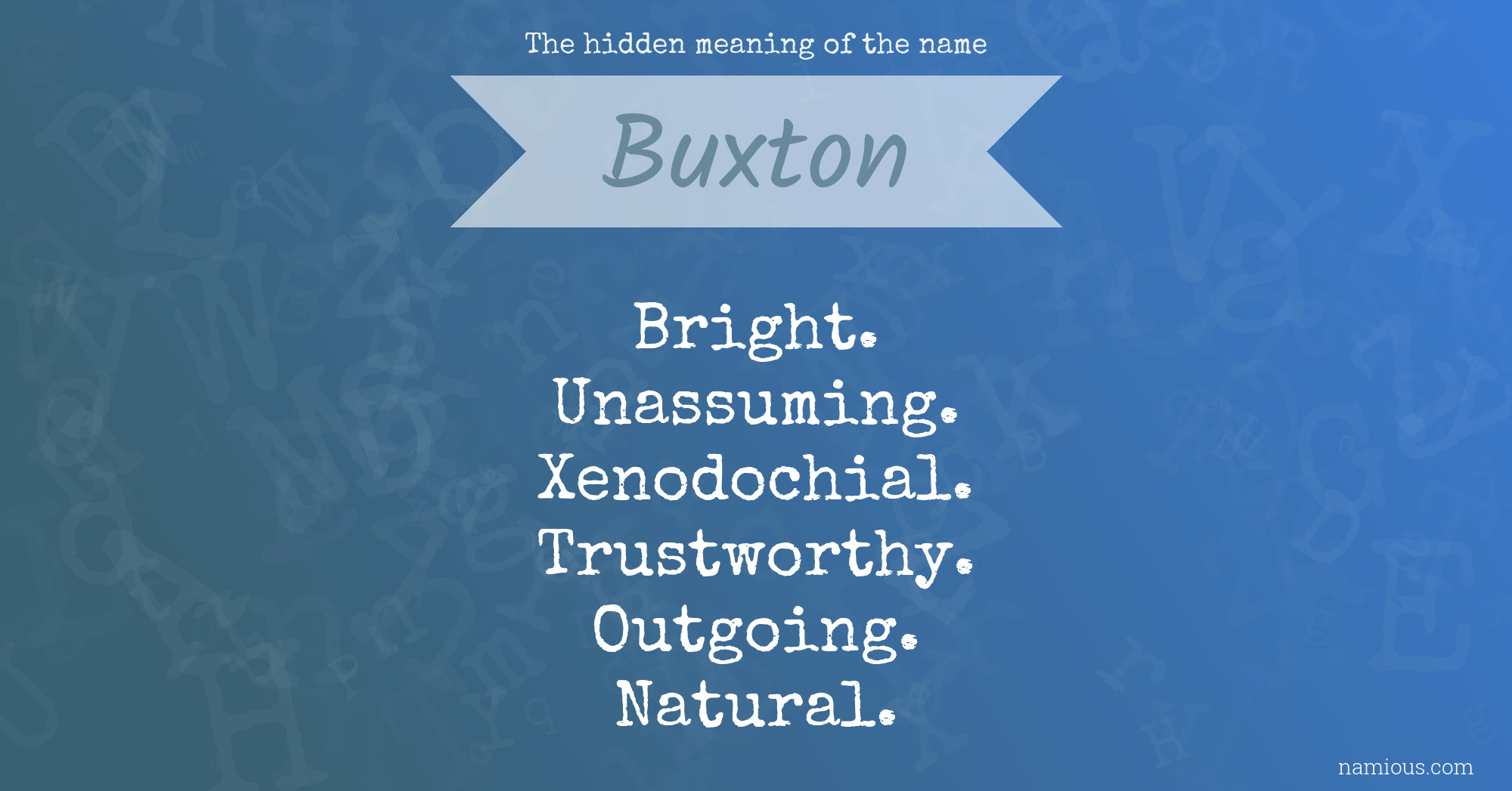 The hidden meaning of the name Buxton