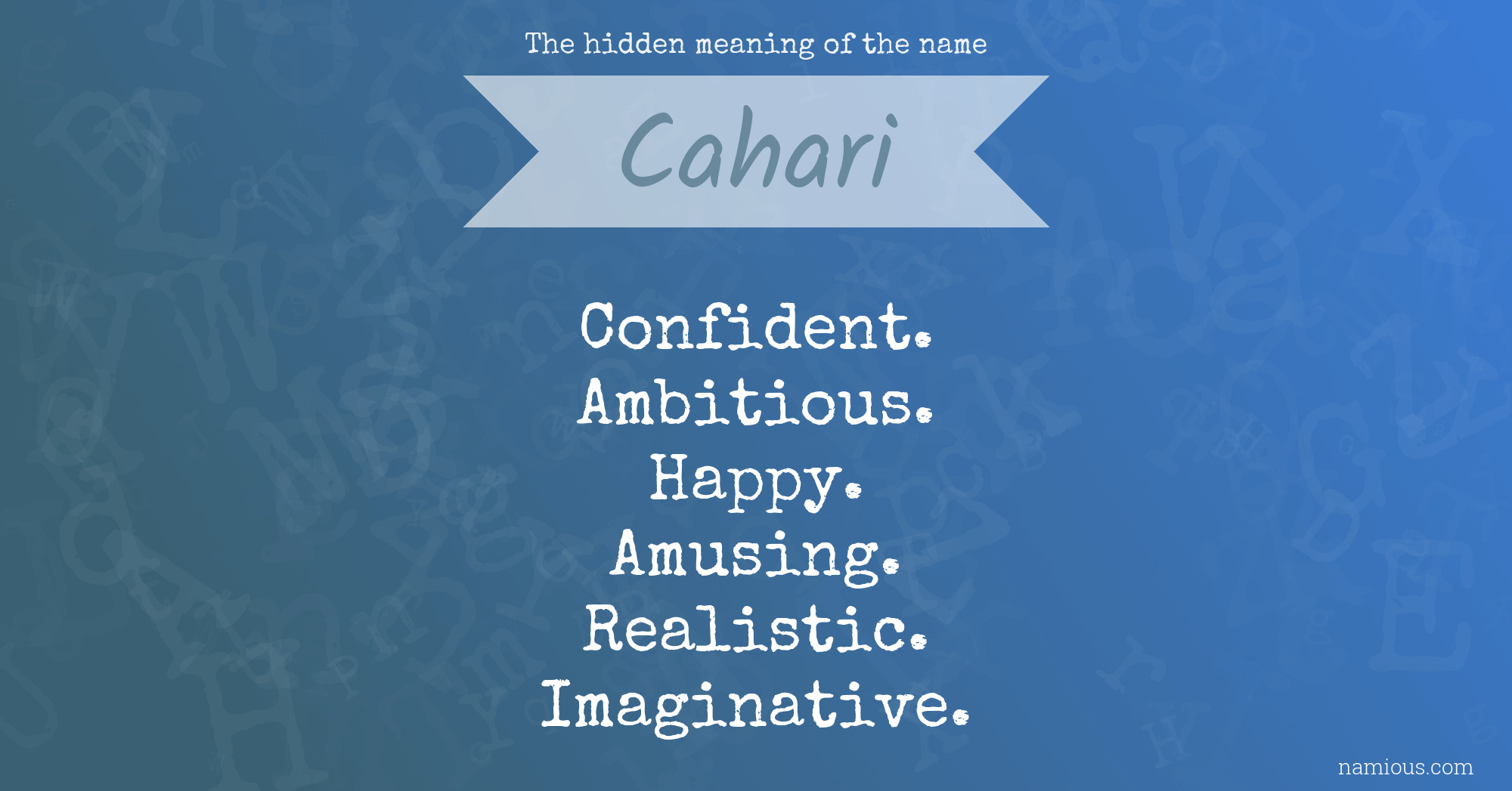 The hidden meaning of the name Cahari