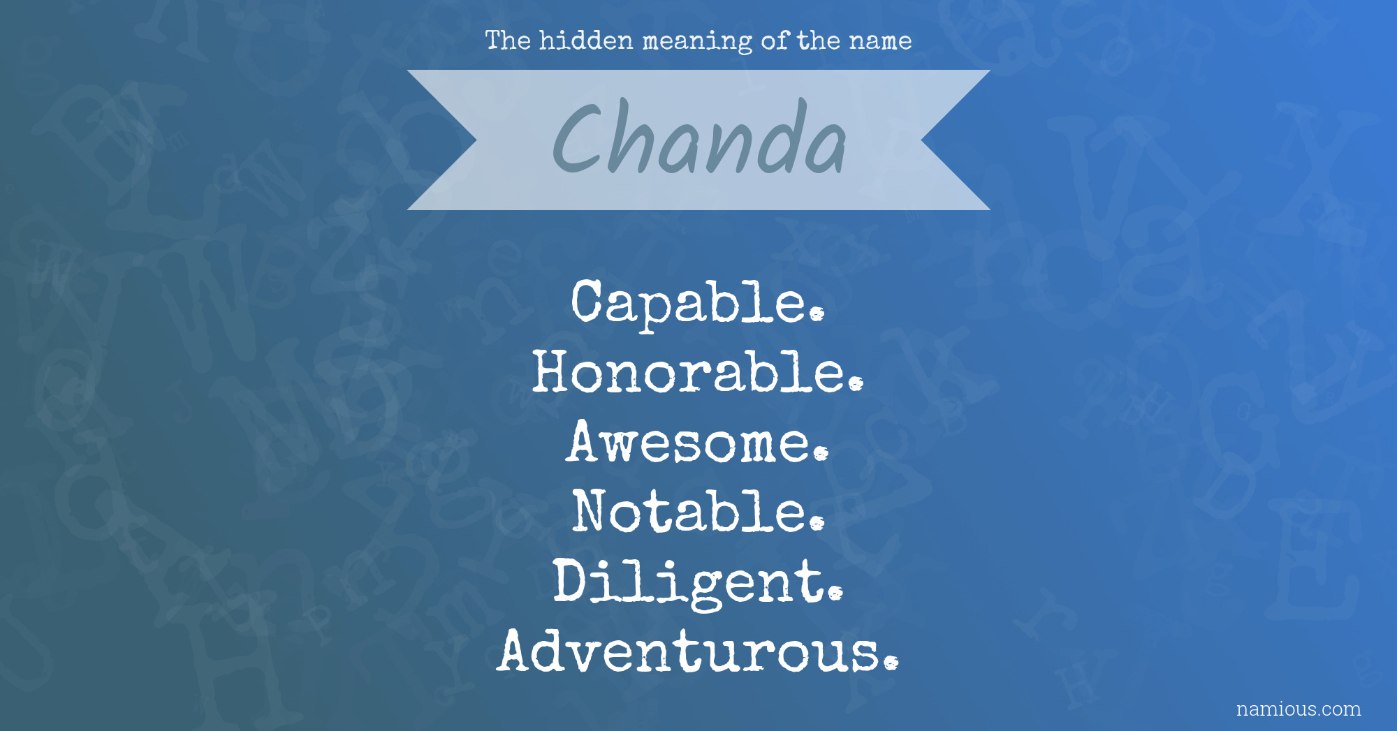 The hidden meaning of the name Chanda