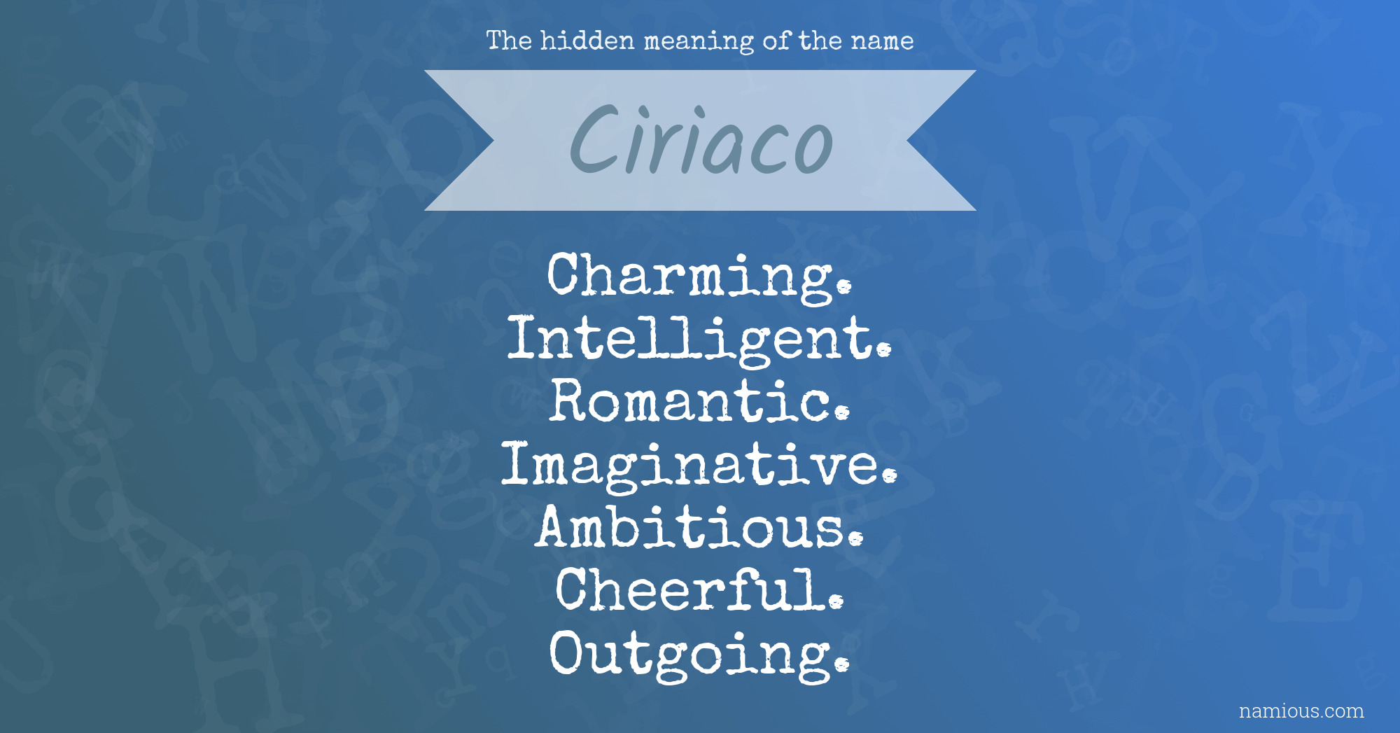 The hidden meaning of the name Ciriaco