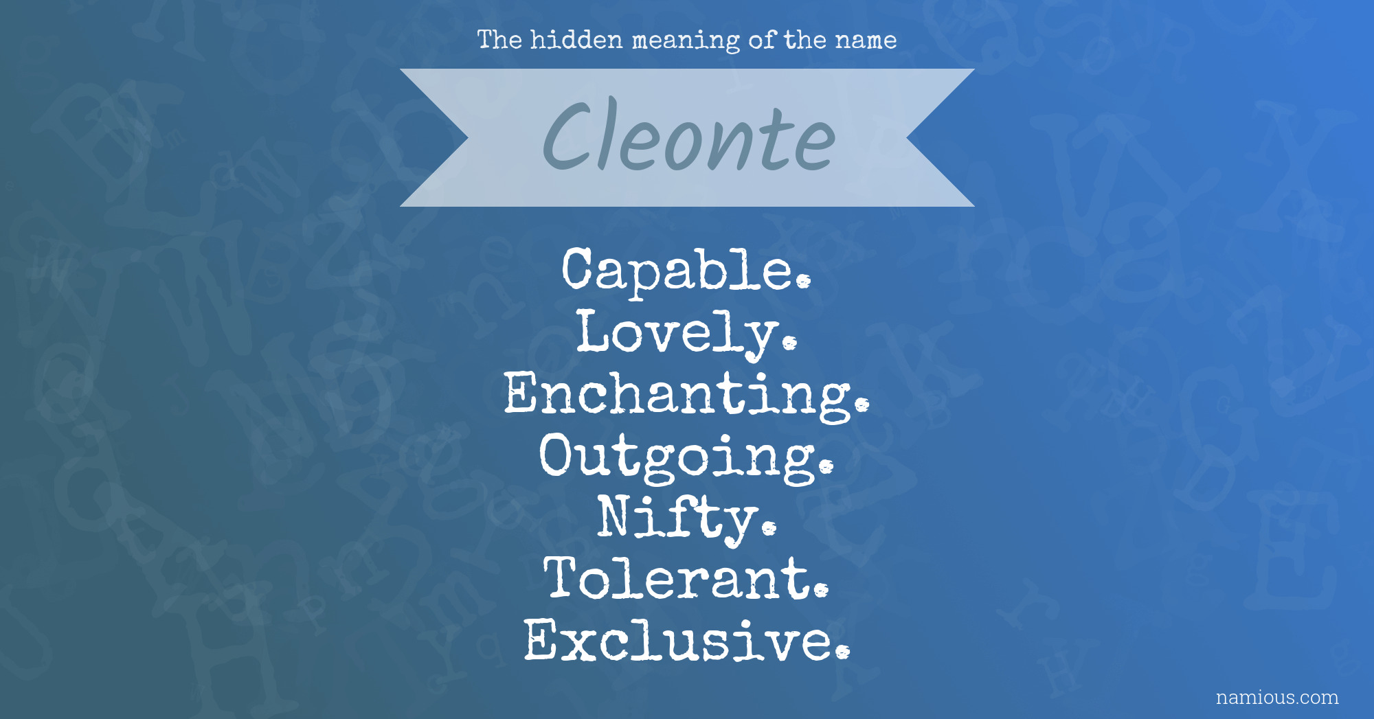 The hidden meaning of the name Cleonte