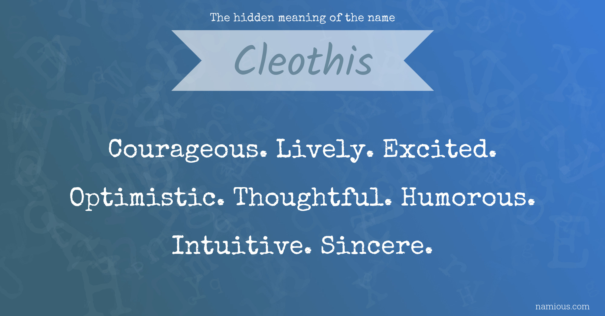 The hidden meaning of the name Cleothis