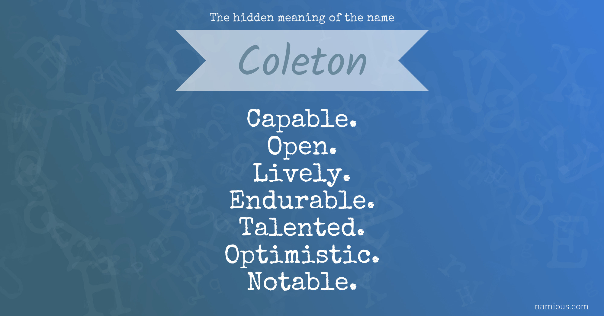 The hidden meaning of the name Coleton