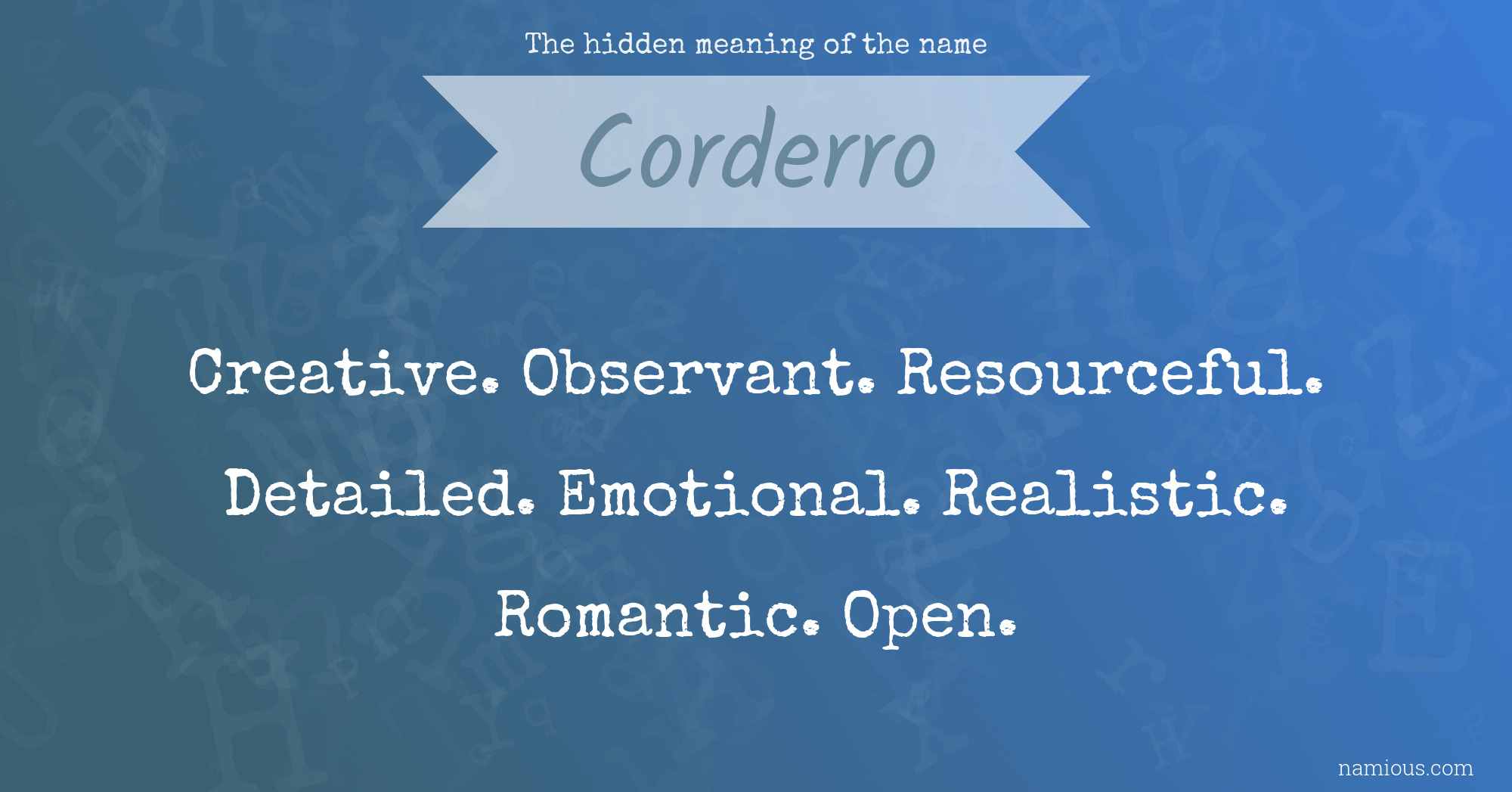 The hidden meaning of the name Corderro