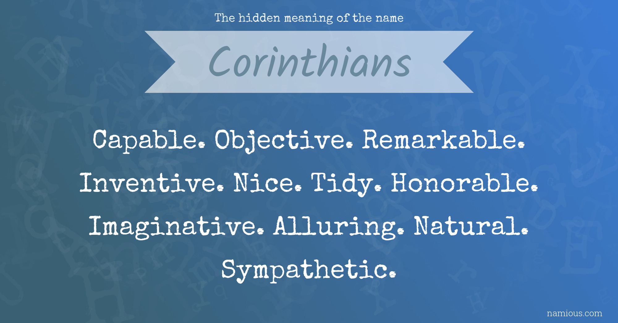 The hidden meaning of the name Corinthians