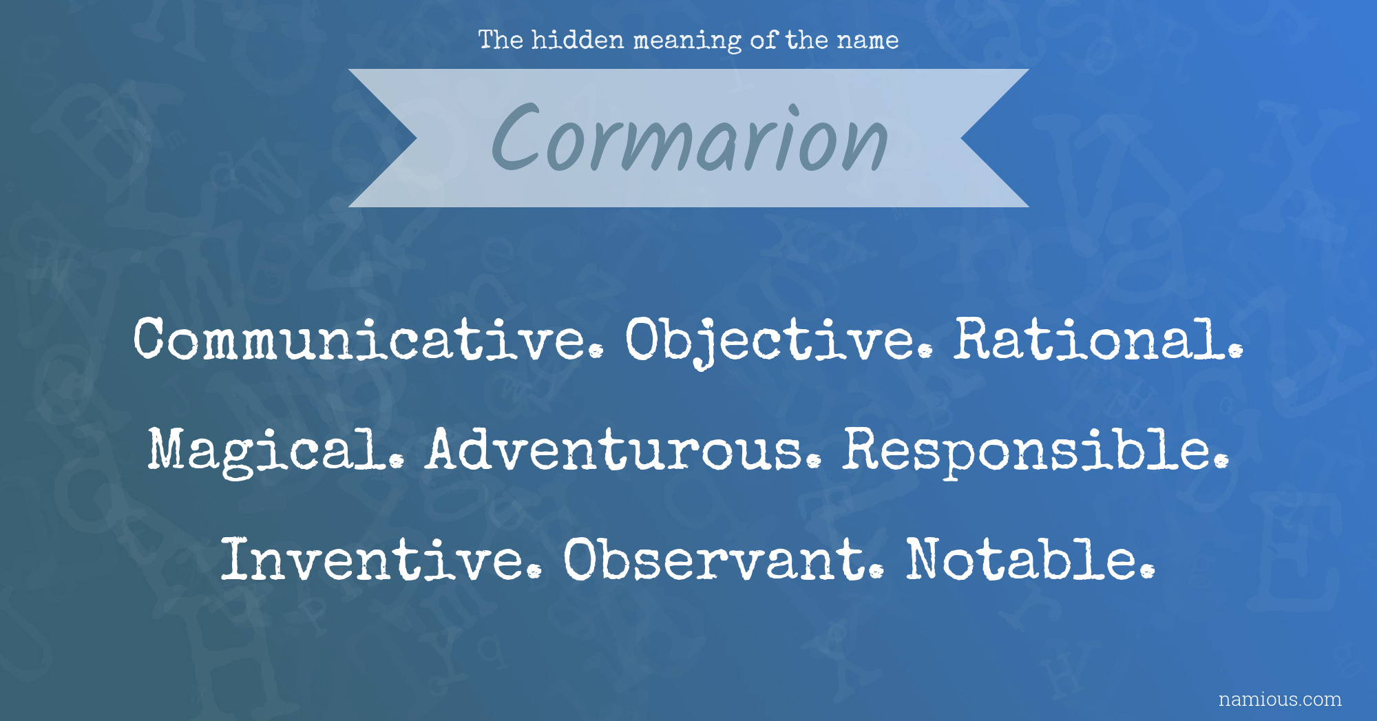 The hidden meaning of the name Cormarion