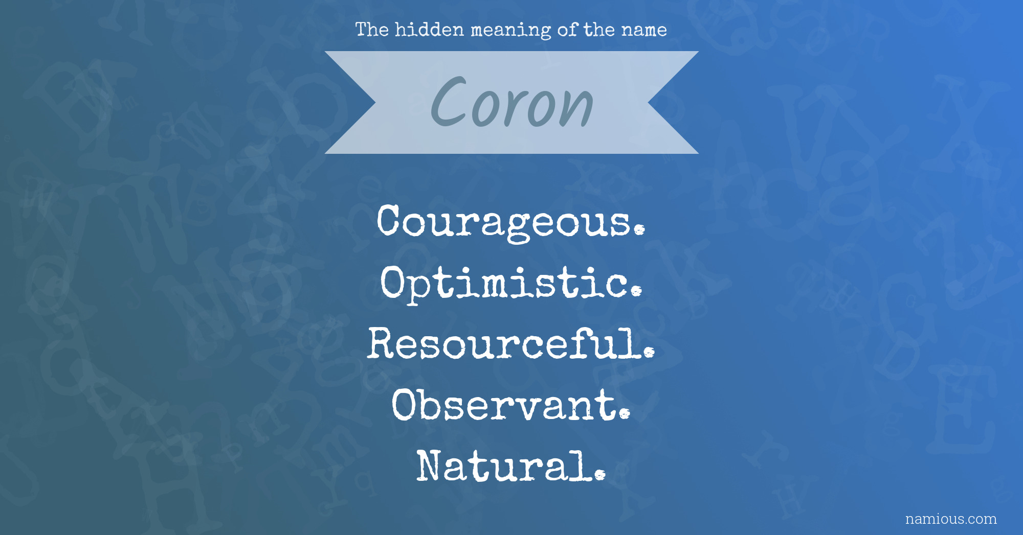 The hidden meaning of the name Coron
