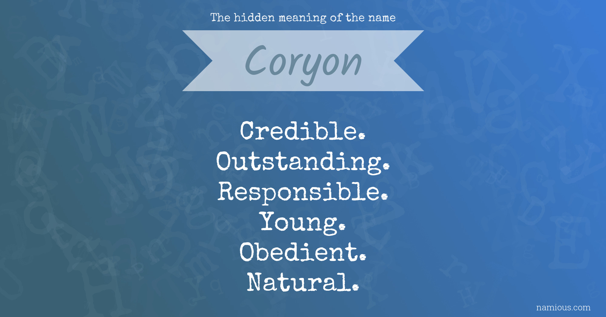 The hidden meaning of the name Coryon