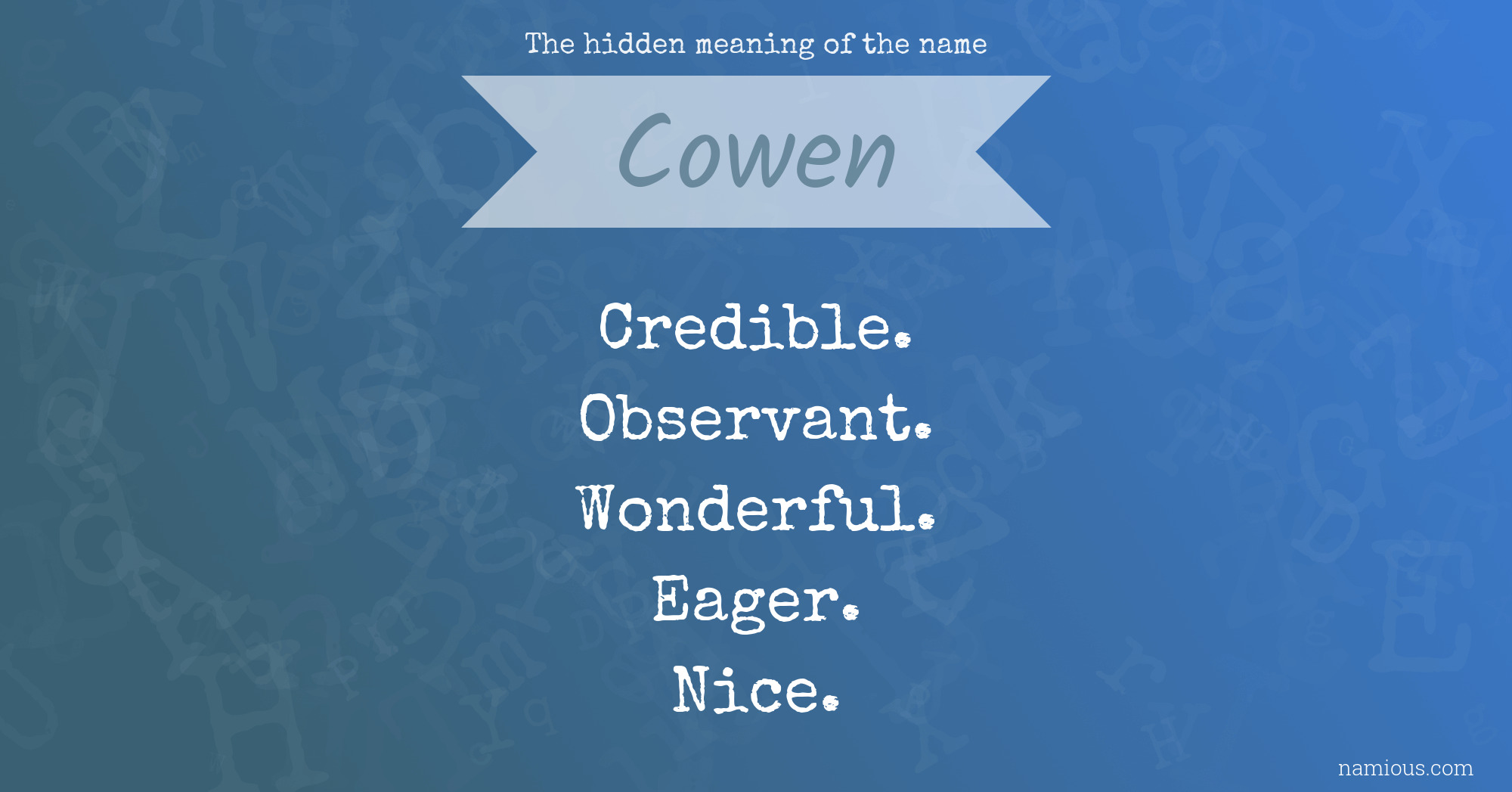 The hidden meaning of the name Cowen