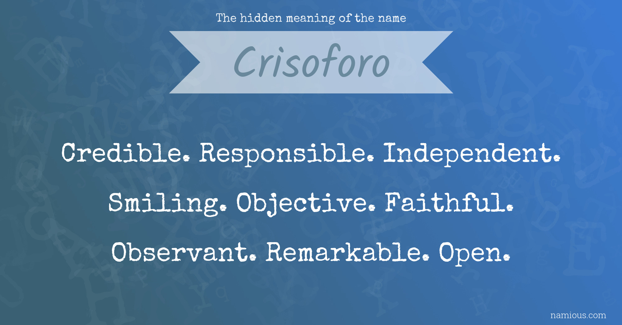 The hidden meaning of the name Crisoforo